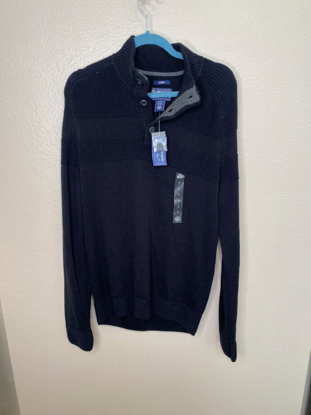 NWT American Rag Mens Black Sweater Large Pullover 100% Cotton Long Sleeve